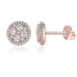 14K Rose Gold Plated CZ Simulated Diamond Earrings